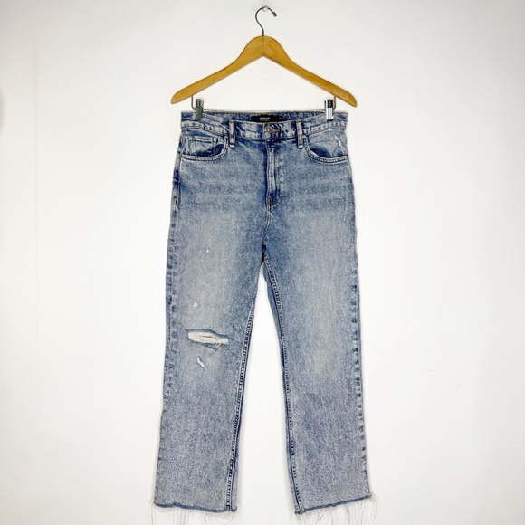 Hudson Remi Straight Leg Crop Light Blue Distressed Jeans Size 28 - Picture 2 of 8